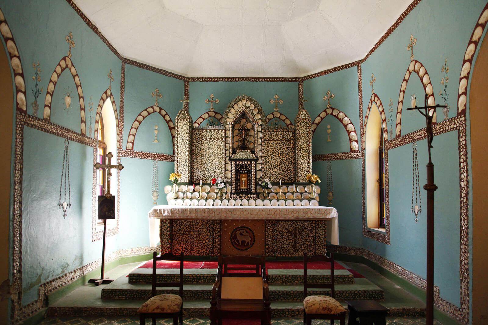 Pearl shell decorated altar, Sacred Heart Church